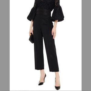 OSCAR DE LA RENTA Faille-paneled wool pants